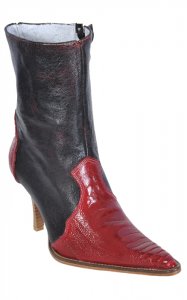 Los Altos Ladies Red Genuine Ostrich Leg Short Top Boots With Zipper 360512