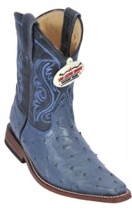 Los Altos Kid's Blue Jean Genuine Ostrich Square Toe Cowboy Boots 430314