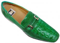 David Eden "Champlain" Lime Green Genuine Crocodile/Lizard Shoes With Bracelet