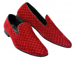 Giorgio Brutini "Chatwal" Red Wine Diamond Stitched Velvet Slip On Loafer Shoes 176270