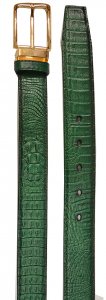Serpi Hunter Green Hornback Alligator Embossed Genuine Leather Belt B15