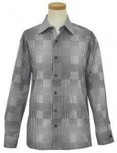 Steve Harvey Grey / Black Check Design Long Sleeve Shirt SH4047