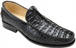 Belvedere "Villa" Black Genuine Crocodile Loafer Shoes 8012