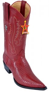 Los Altos Red Genuine Teju 3X Pointed Toe W / Cowboy Heel Boots 95V0712