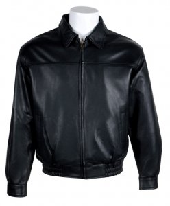 Vintage Black Lambskin Leather Bomber Jacket With Zip Out Faux Fur Lining 28000