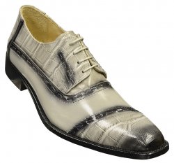 Liberty Silver Grey / Charcoal Grey Alligator Print Shoes 678