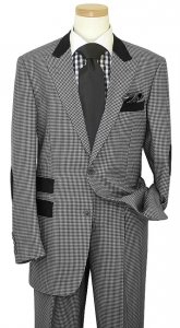 Steven Land Black / White Hundstooth Design With Black Elbow Patches Suit SL1050.