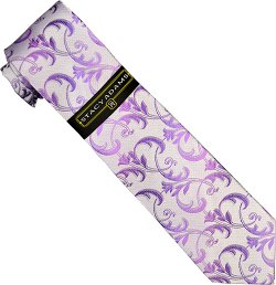 Stacy Adams Collection SA106 Lilac / Purple Paisley Design 100% Woven Silk Necktie/Hanky Set