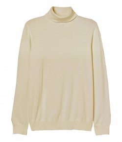 Bagazio Cream Cotton Blend Modern Fit Turtleneck Sweater Shirt BM2102