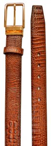 Serpi Cognac Hornback Alligator Embossed Genuine Leather Belt B15