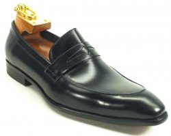 Carrucci Black Genuine Calfskin Leather Loafer Shoes KS478-501.