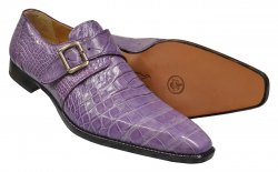 Mauri 53154 Lavender Genuine All-Over Alligator Loafer Shoes With Monk Straps