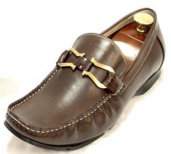 Fiesso Brown Genuine Leather Loafer Shoes With Bracelet FI1071