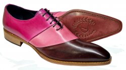 Duca "Livorno" Wine / Pink / Fuchsia Genuine Calfskin Lace-Up Oxford Shoes.
