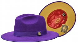 Bruno Capelo Purple / Gold Bottom Australian Wool Fedora Dress Hat MO-209