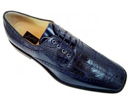 Steve Harvey Collection "Lathan" Navy Genuine Ostrich Shoes