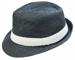 Dobbs Mini Black / White Straw Fedora Dress Hat