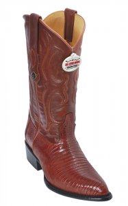 Los Altos Cognac Genuine All-Over Lizard Teju J-Toe Cowboy Boots 990703