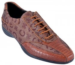 Los Altos Cognac Genuine Crocodile Belly W/Fashion Design Casual Shoes ZC079003