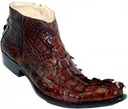 Pecos Bill "Coronado" Brown All-Over Hornback Crocodile With Four Crocodile Tails Ankle Boots