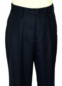 RuYi Rich Navy Blue Wide Leg Slacks With Custom Button Tabs / Flapped Pockets P6046