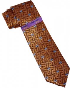Earvin Magic Johnson Signature Honey Sky Blue Cubic Design 100% Woven Silk Necktie