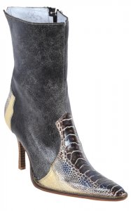 Los Altos Ladies Natural Genuine Ostrich Leg Short Top Boots With Zipper 360549