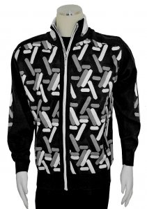 Silversilk Black / White / Grey Zip-Up Knitted Sweater With Elbow Patches 3230