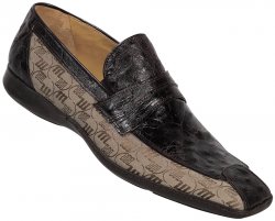 Mauri "9185" Dark Brown / Mauri Double Fabric Genuine Ostrich Shoes