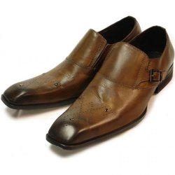 Fiesso Brown Genuine Leather Loafer Shoes With Buckle FI8214