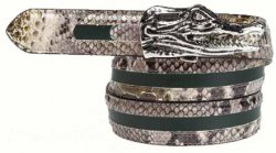 Mauri "103/35" Olive Genuine Python Nappa Leather Belt