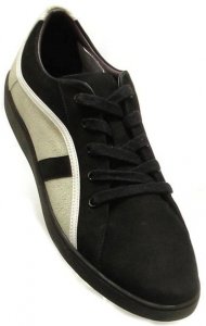 Encore by Fiesso Black Genuine Leather Casual Sneakers FI4019