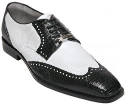 Belvedere "Antonio" Black / White All-Over Genuine Lizard Shoes