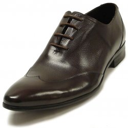 Encore By Fiesso Coffee Wingtip Genuine Italian Calf Leather Shoes FI3046