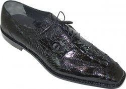 Romano "Spike Eyes" Black Genuine Crocodile Tail/Lizard With Eyes Shoes