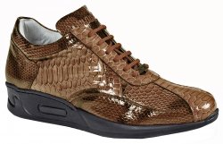 Mauri "Aquarium" M788 Brown Combo Glazed Python Snakeskin Print Design Leather Sneakers