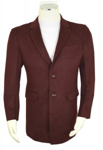 Barabas Wine Wool / Cotton Blend 3/4 Length Modern Fit Trench Coat 9607