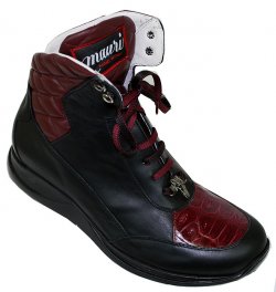 Mauri 8742 Black / Ruby Red Alligator / Nappa Leather Boots