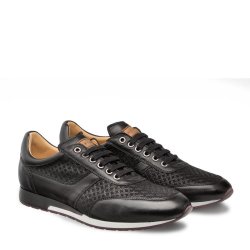 Mezlan "Maxim" Black Genuine Suede / Calf-Skin Leather Sneakers 9463