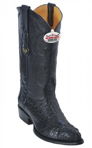 Los Altos Black All-Over Genuine Hornback Crocodile J-Toe Cowboy Boots 990205