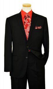Vincenzi Black With Black Shadow Pinstripes Design Super 120'S Wool Suit V83843