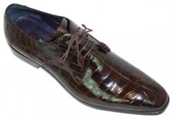 Mezlan "Byrne" Brown All-Over Genuine Alligator Shoes