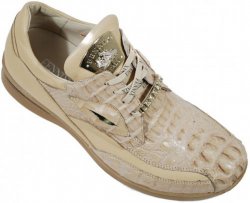 Fennix Italy 2769 Bone Genuine Hornback Crocodile/Calf Leather Sneakers With Eyes & Swarovski Crystals Alligator Head