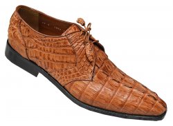 Upscale Menswear Custom Collection Cognac All Over Genuine Hornback Crocodile Shoes 1ZV080103