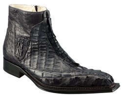 Fennix Black Genuine Hornback Crocodile / Ostrich Boots 3408.