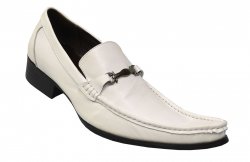 Fiesso White Genuine Leather Loafer Shoes With Bracelet FI6649