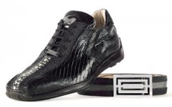 Mauri "9024" Black Genuine Stingray / Lizard Sneakers