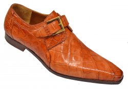 Mauri "Saga" 1032 Cognac All-Over Genuine Alligator Monk Strap Shoes