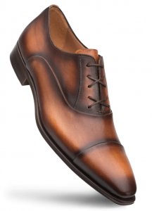 Mezlan "E20245" Coganc Genuine Calf-Skin Leather Hand-Burnished Cap Toe Shoes.