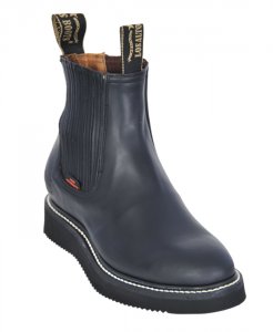 Los Altos Men's Black Genuine Grasso Leather Work Short Vibram Sole Boots 545405